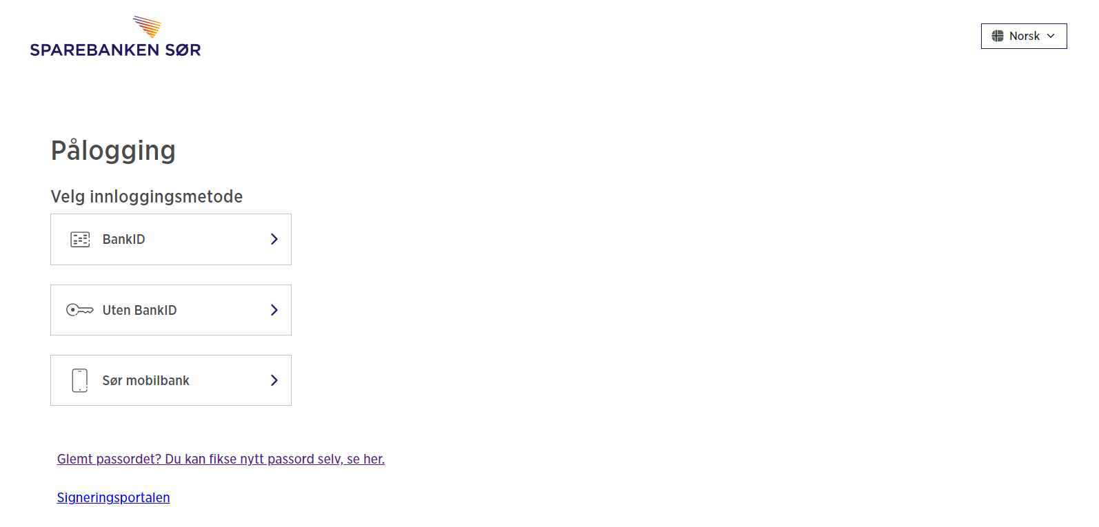 Vi har fire påloggingsmuligheter til nettbanken nå