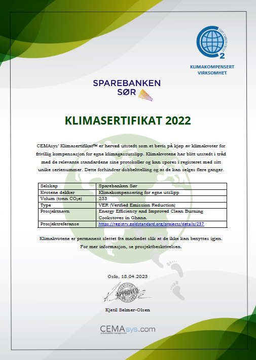 Klimasertifikat for 2022