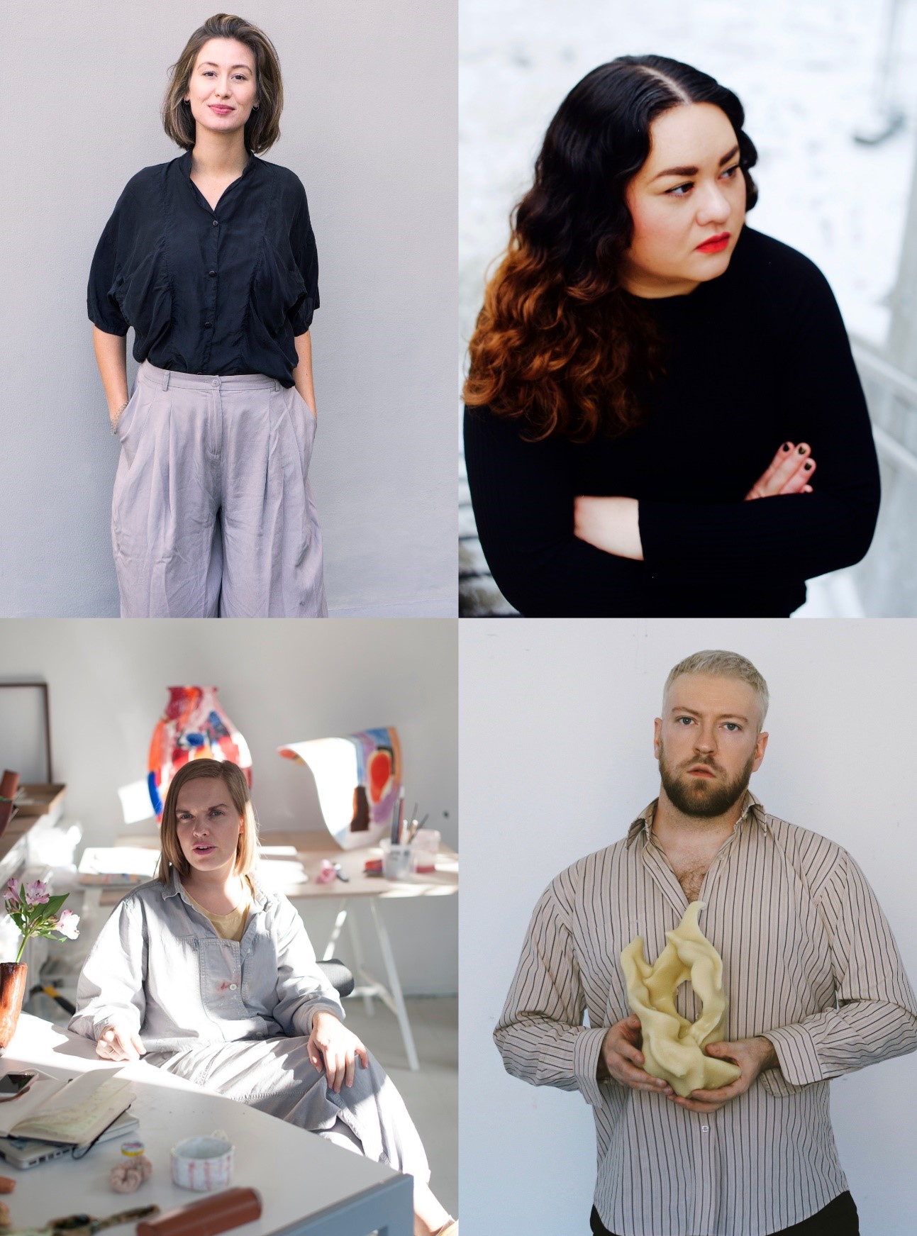 Foto av de fire nominerte til Sparebanken Sør Kunstnerpris 2020