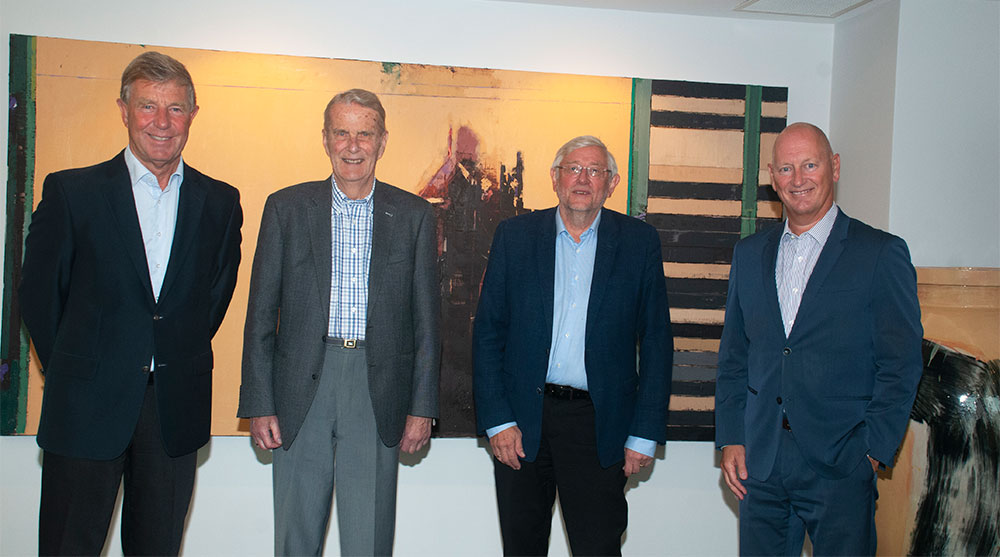 Bankdirektørene Oluf Arntsen (1988–2001), Stein Hannevik (2001–2013), Geir Bergskaug (2014- ) og direktør Ole Fritjof Godtfredsen i Sørlandet Boligbyggelag.
