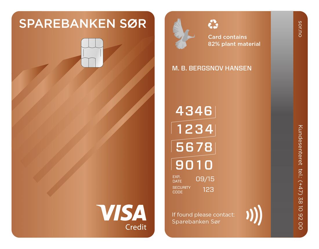 Foto av de nye bankkortene fra Sparebanken Sør