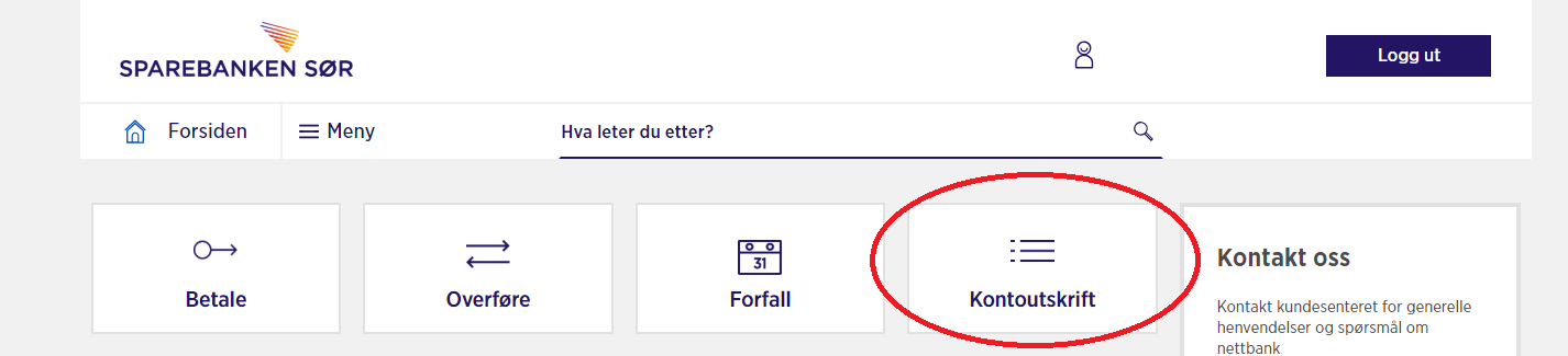 Klikk på snarveien Kontoutskrifter i nettbanken