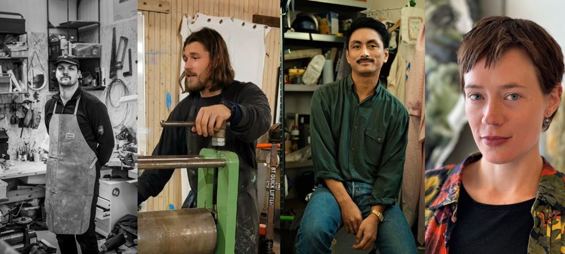 Olaf Tønnesland Hodne, Andreas Lian, Finn Adrian Jorkjen og Ingrid Bjørnaali, bilder limt sammen.