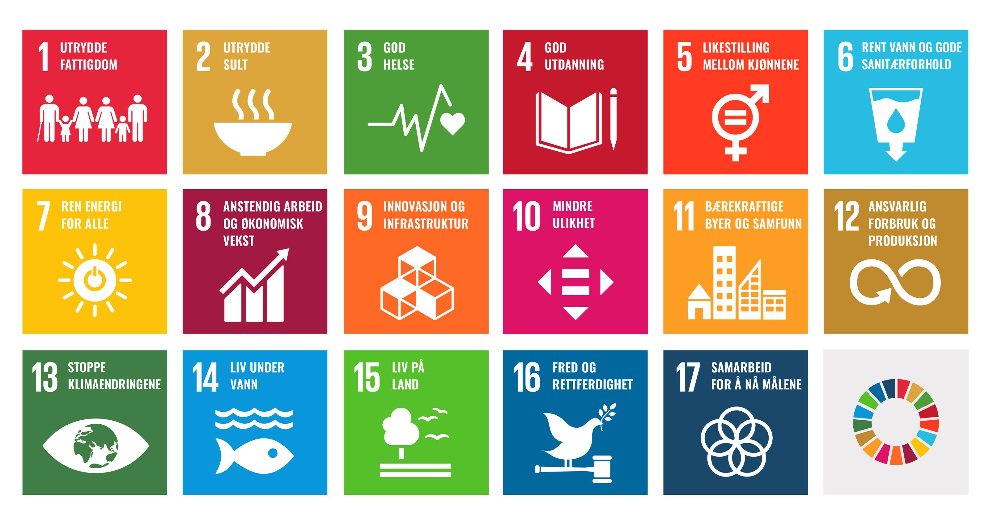 Ikoner til FNs prinsipper for bærekraft